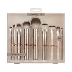 Real Techniques Au Naturale 9 Piece Makeup Brush Set, For Liquid, Cream, & Powder Foundation, Eyeshadow, Blush, & Contour, Premium Quality Face Brushes, Gift Set, Cruelty-Free