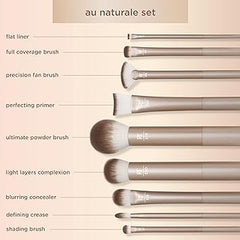 Real Techniques Au Naturale 9 Piece Makeup Brush Set, For Liquid, Cream, & Powder Foundation, Eyeshadow, Blush, & Contour, Premium Quality Face Brushes, Gift Set, Cruelty-Free