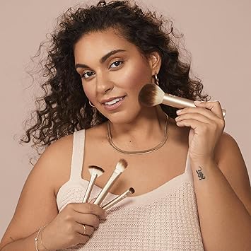 Real Techniques Au Naturale 9 Piece Makeup Brush Set, For Liquid, Cream, & Powder Foundation, Eyeshadow, Blush, & Contour, Premium Quality Face Brushes, Gift Set, Cruelty-Free