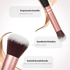 Double Ended Makeup Foundation Brushes 2-in-1 Make Up Brushes Eye Shadow Brush for Blending Liquid Foundation, Concealer Cream