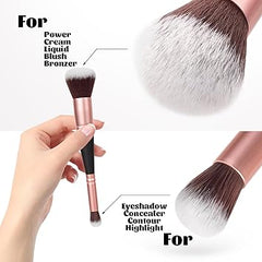 Double Ended Makeup Foundation Brushes 2-in-1 Make Up Brushes Eye Shadow Brush for Blending Liquid Foundation, Concealer Cream