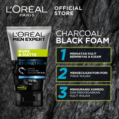 L'OREAL PARIS MEN EXPERT PURE & MATTE CHARCOAL FOAM - 100ML