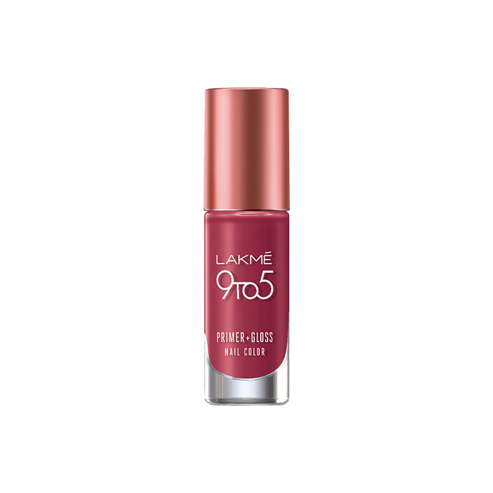 Lakme 9 To 5 Primer + Gloss Nail Color - Berry Business - 6ml