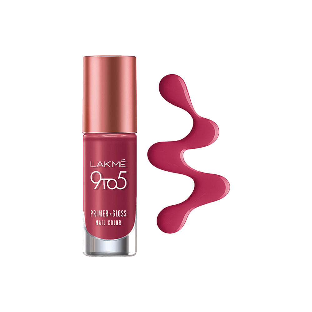 Lakme 9 To 5 Primer + Gloss Nail Color - Berry Business - 6ml