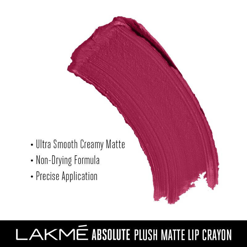 Lakme Absolute Plush Matte Lip Crayon 201 Raspberry Shock 2.8 g