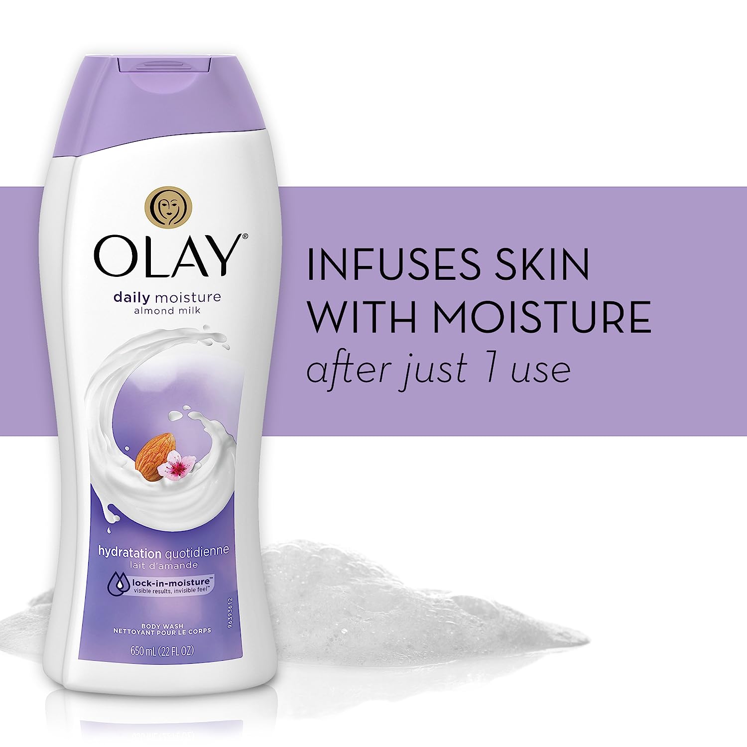 Olay Hydrating Clean Almond Milk Body Wash, White - 650ml