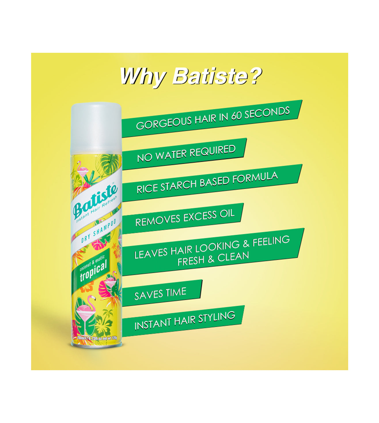 Batiste Instant Hair Refresh Exotic Coconut Tropical Dry Shampoo - 200mL