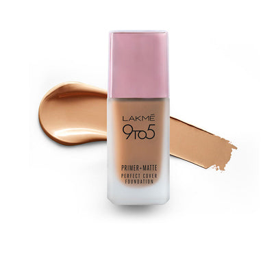 Lakme 9To5 Primer + Matte Perfect Cover Foundation, W160 Warm Sand - 25 ml