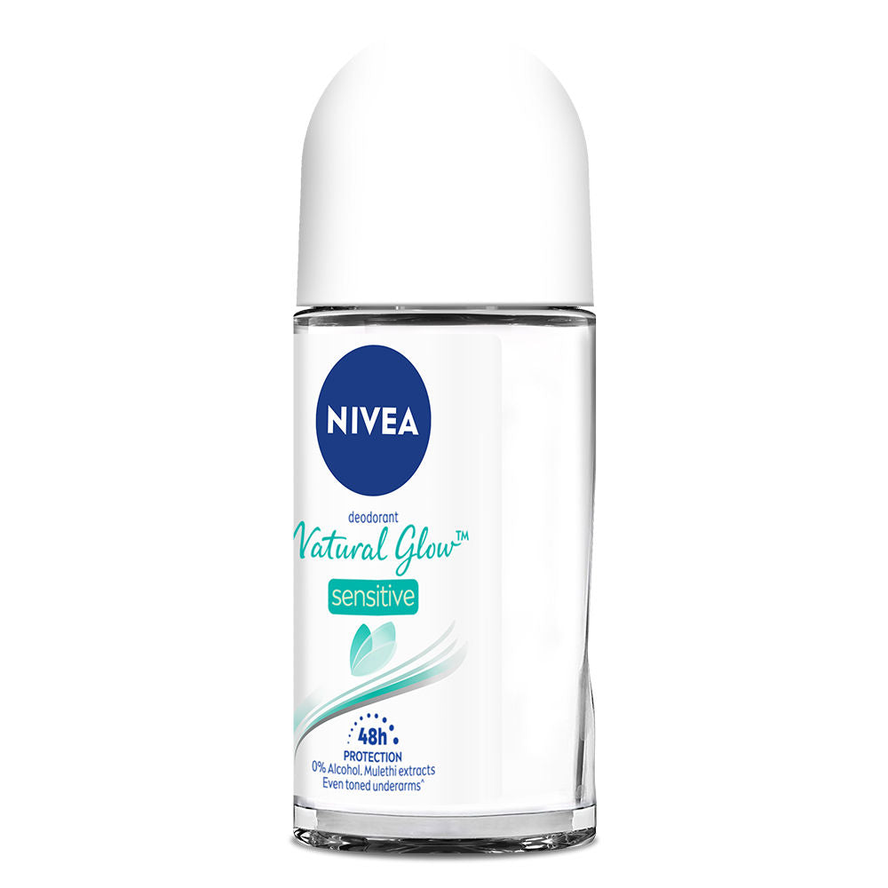 NIVEA Women Deodorant Roll On, Whitening Sensitive, for 48h Protection - 50ml